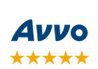 Avvo logo with five gold stars below it, reflecting a top-rated employment lawyer in Los Angeles.